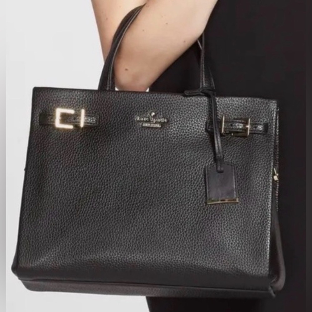 Kate Spade Holden Leather Tote Bag Black Removable Strap - Picture 3 of 11